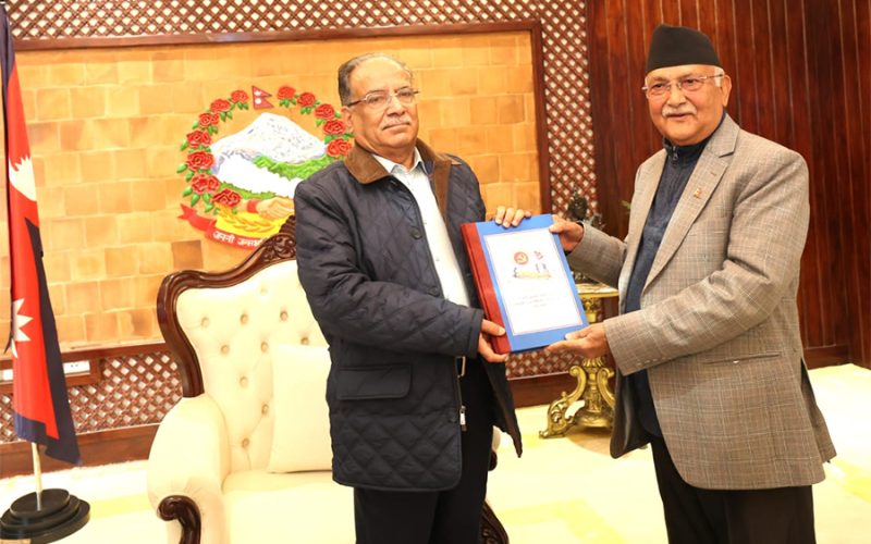 प्रधानमन्त्री प्रचण्डलाई बुझायो एमालेले ७५१ बुँदे माग